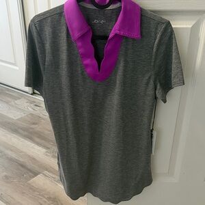 Jofit Women's Charcoal and Magenta Short Sleeve Top